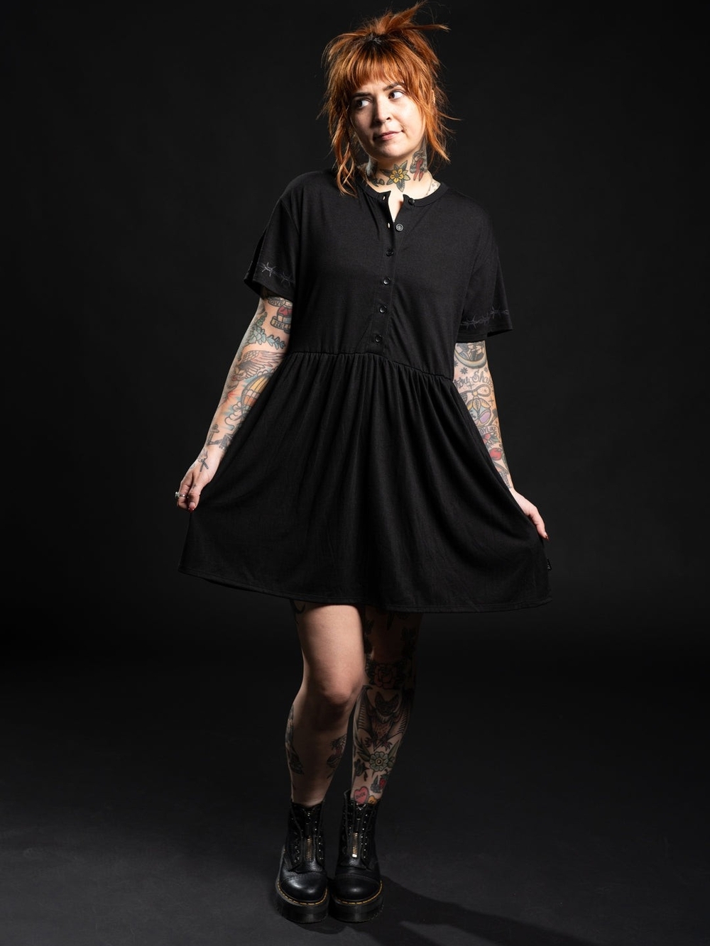 Jordan Babydoll Dress 2.0 - Barbed Wire Black